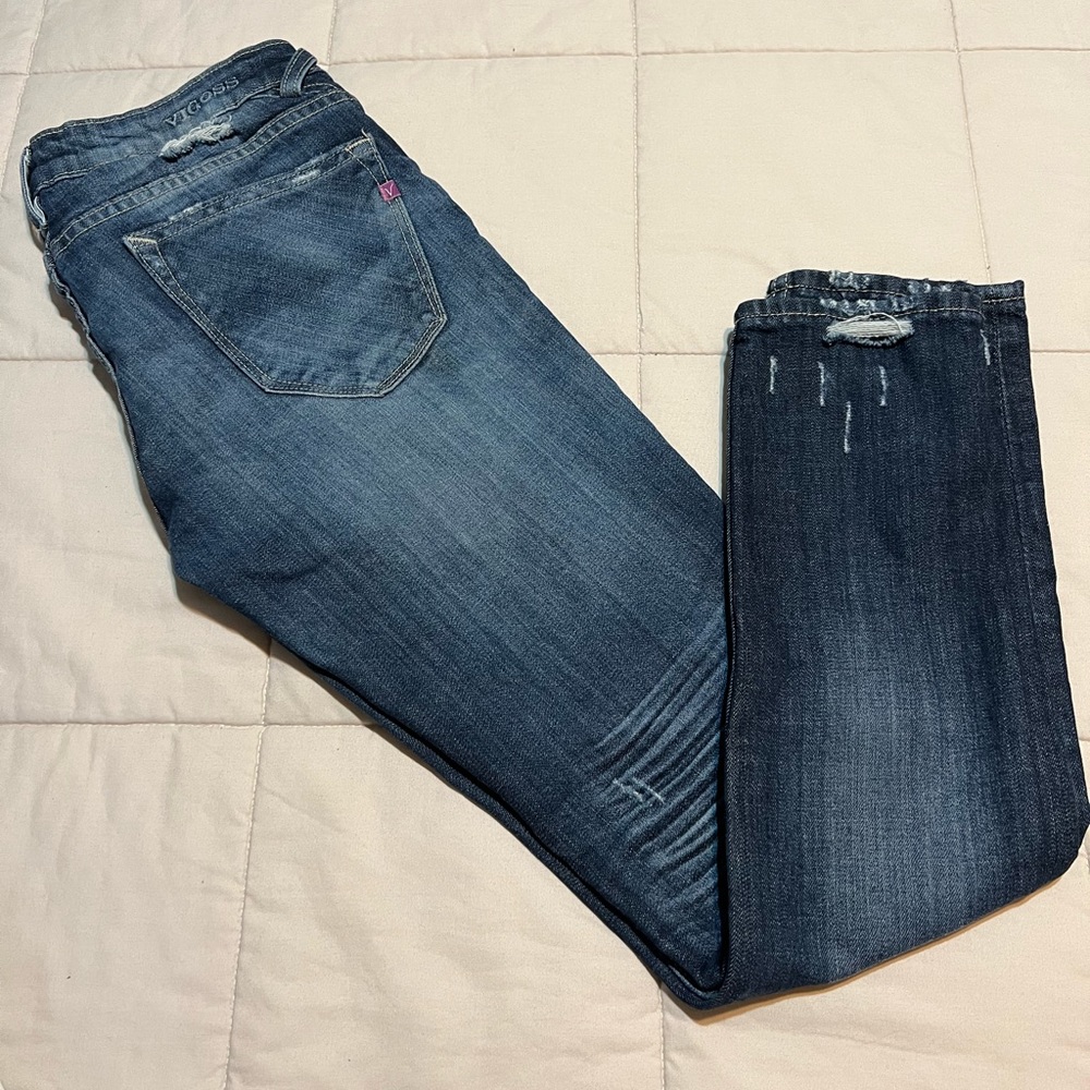 Vigoss Womens Jeans Size 27 Distressed, Wrinkle Detail on the back of legs. EUC